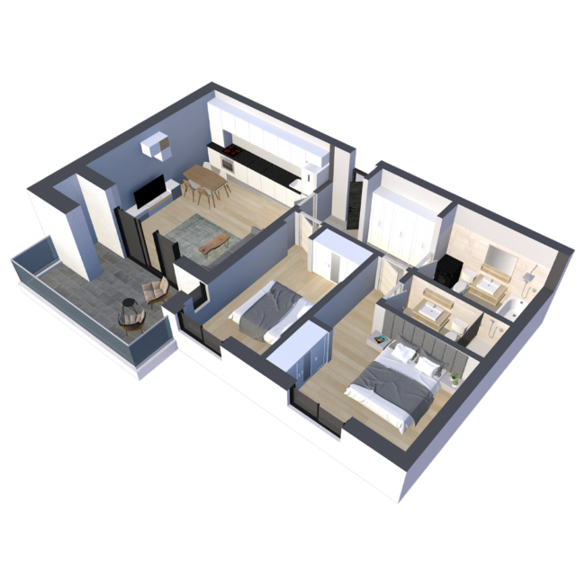 Apartement Tip 4 - Plan 3D