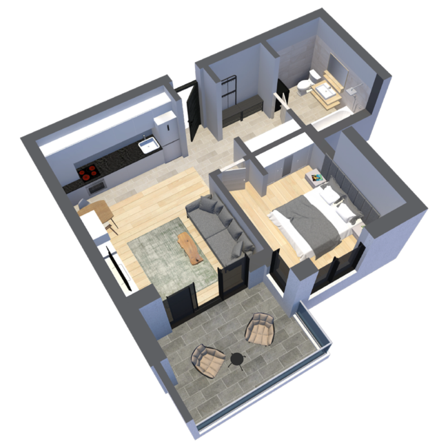 Apartement Tip 2 - Plan 3D