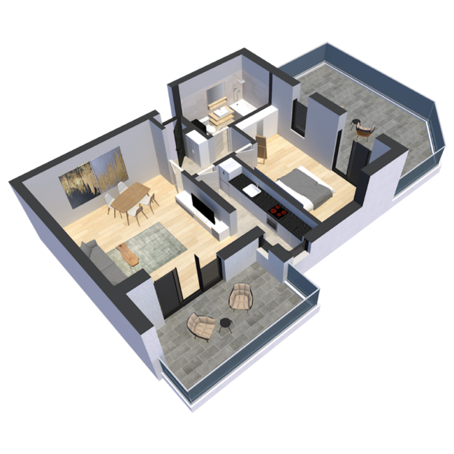 Apartament Tip 3-Plan 3D